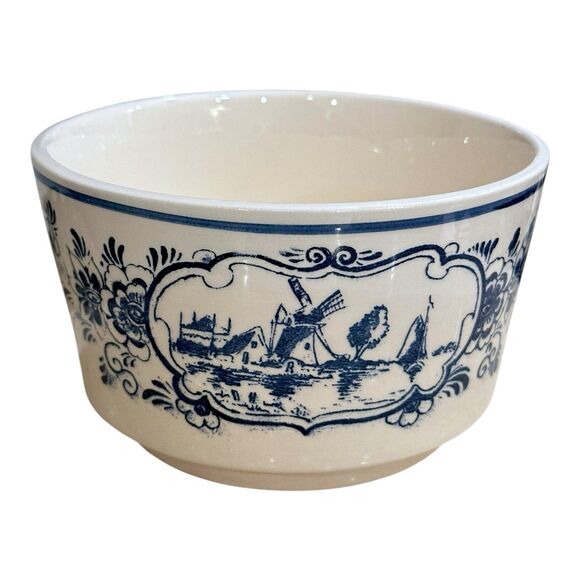 Vintage Delft Blue Bowl Hand painted in Holland Windmill & Boats Scene 3" x 5" - Picture 6 of 12